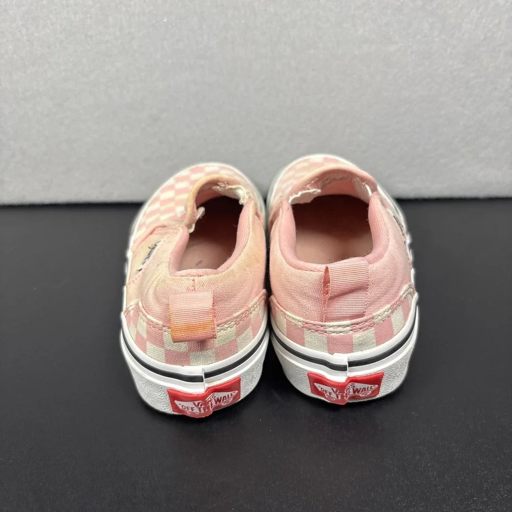 Vans Shoes Youth Size 1 Missy Off The Wall Check Skate Loafer 508731 Pink Fabric